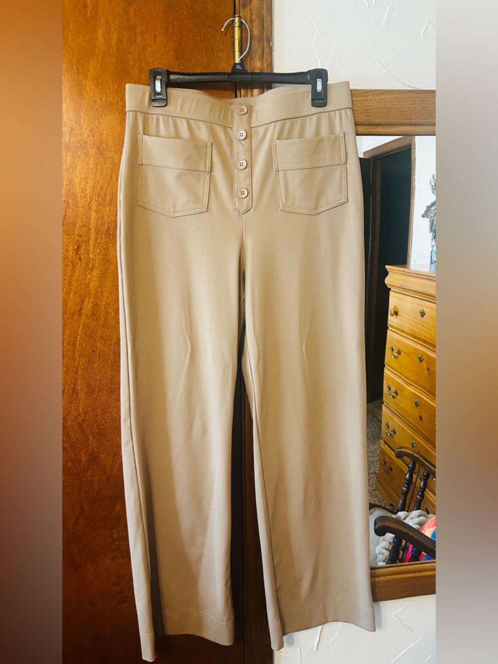 Halara high-Rise Button Front Wide Leg Pants - tan